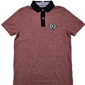 Tommy Hilfiger Men’s Slim Fit Red Heather Polo Shirt Size M Crest Logo